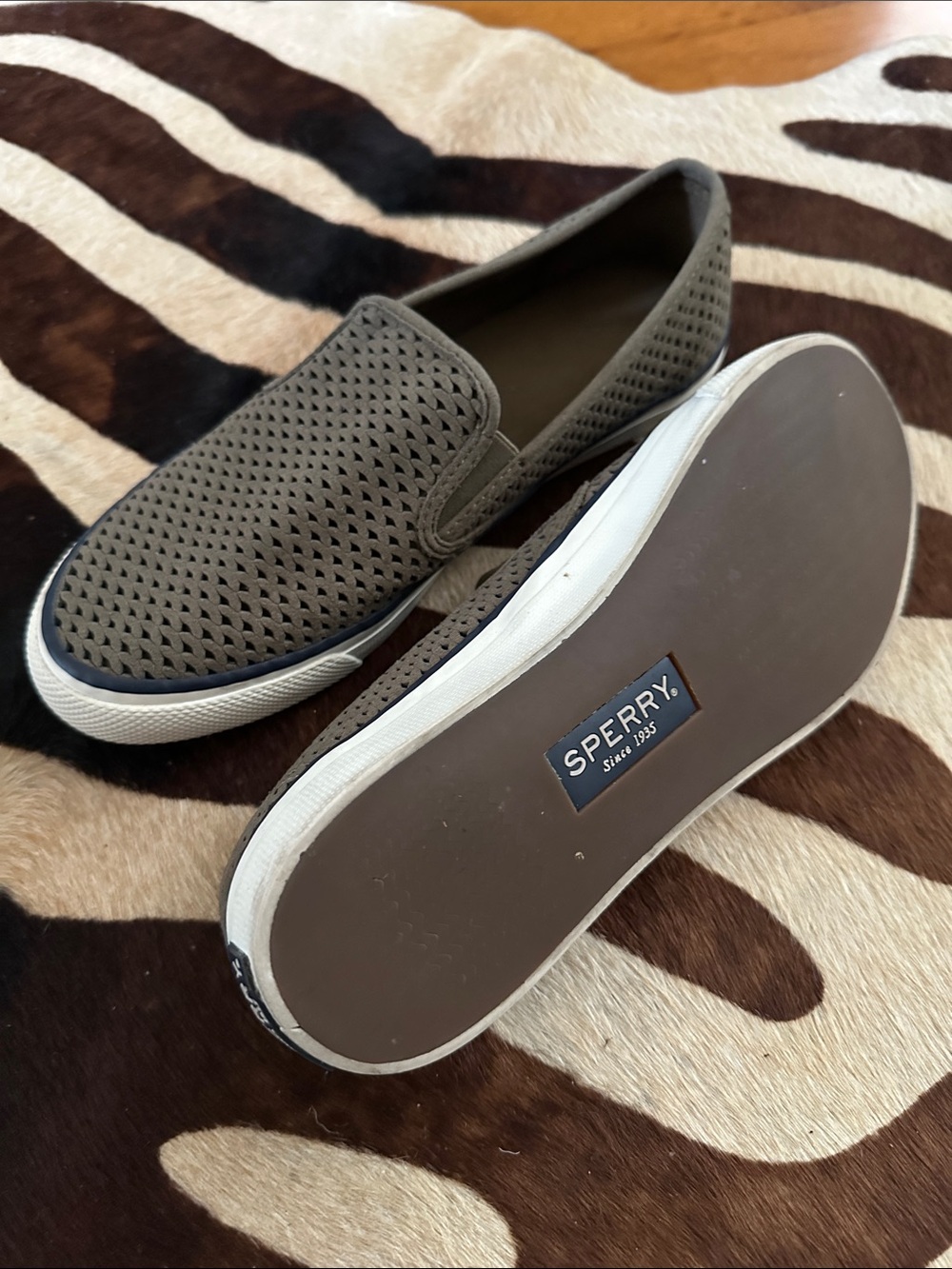 Sperry Men’s Slip-On Perforated Loafers — Taupe
